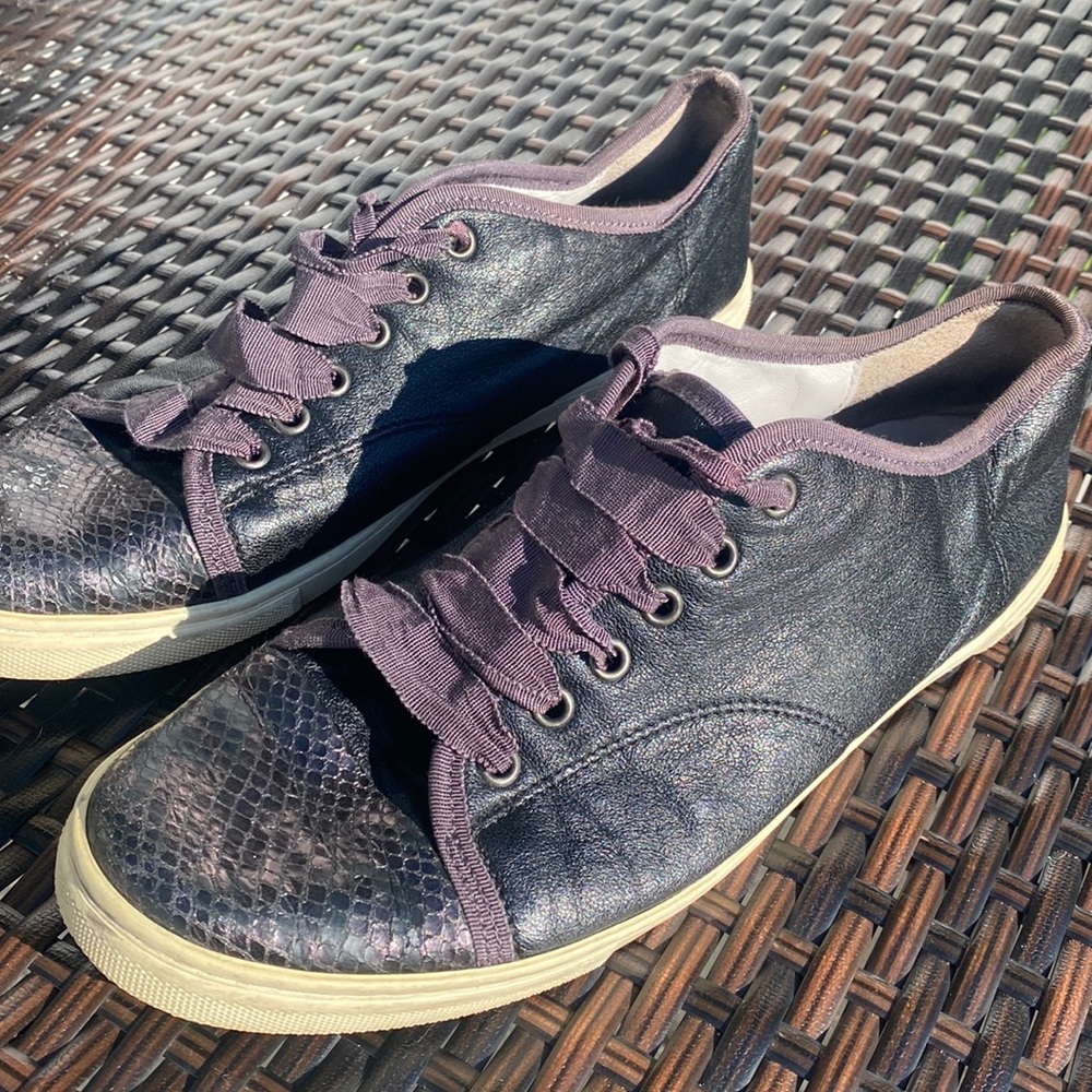Lanvin black snakeskin sneakers